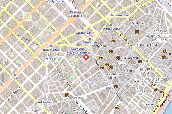 Map showing Caribbean Club in Barcelona