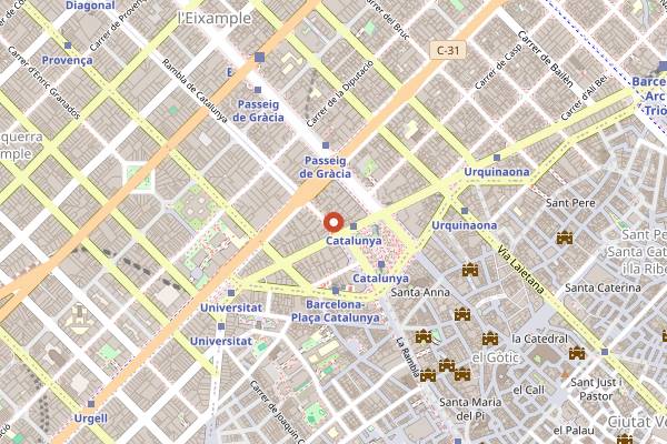 Map showing City Hall in Barcelona