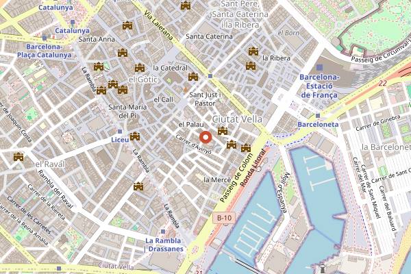 Map showing Harlem Jazz Club in Barcelona