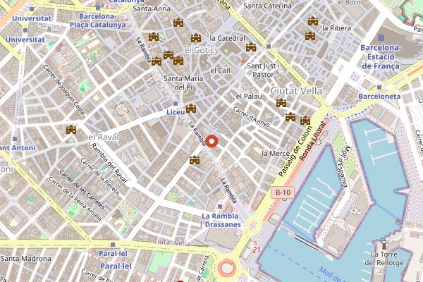 Map showing Jamboree Jazz Club in Barcelona