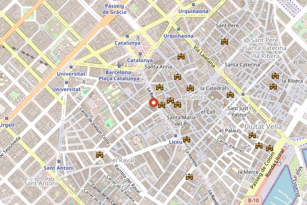 Map showing La Isabela at Hotel 1898 in Barcelona