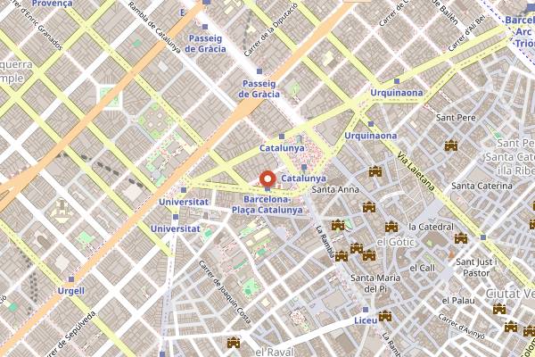 Map showing La Terraza at Hotel Pulitzer in Barcelona