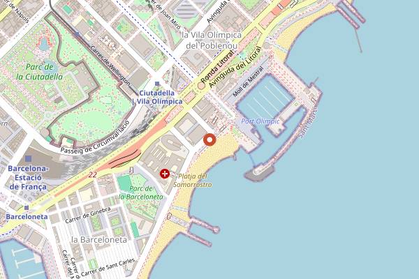 Map showing Opium Barcelona in Barcelona