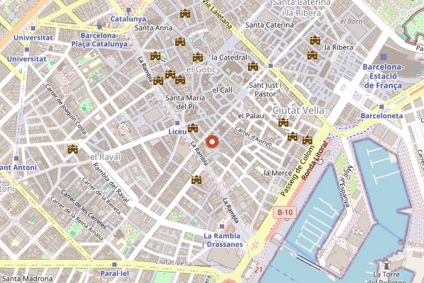 Map showing Sidecar Factory Club in Barcelona