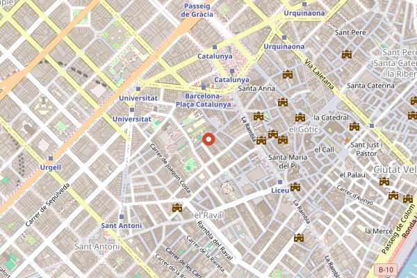 Map showing Dos Palillos in Barcelona