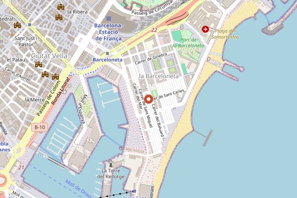 Map showing Somorrostro in Barcelona