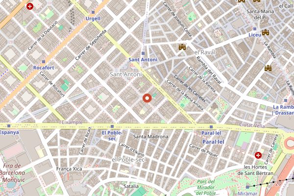 Map showing Can Pizza in Barcelona