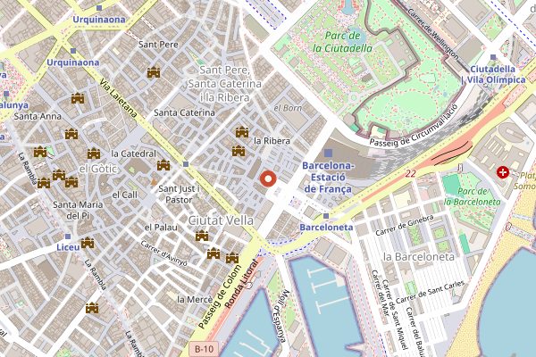 Map showing Sensi Tapas in Barcelona