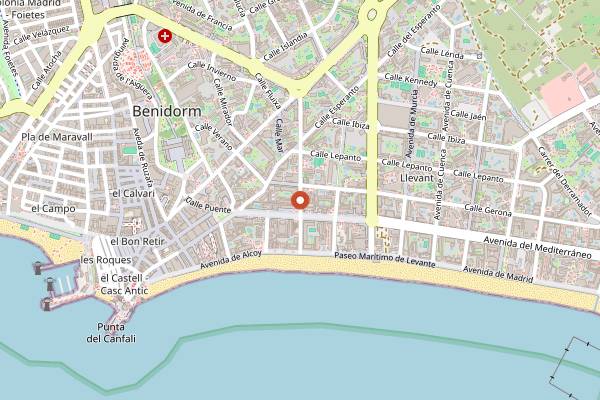 Map showing The Bodhran Irish Bar in Benidorm
