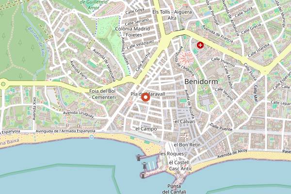 Map showing El Café de Axel in Benidorm