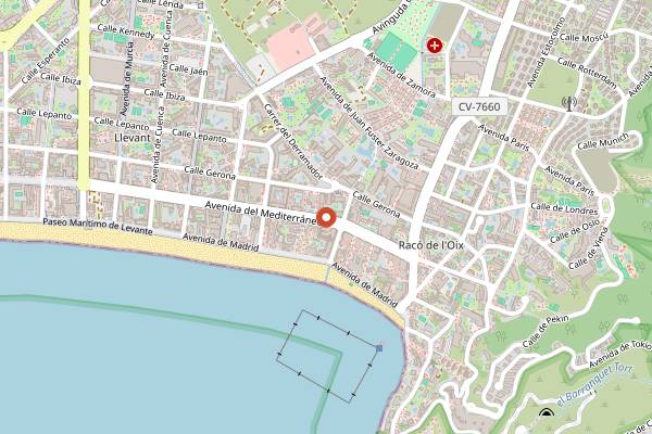 Map showing The Brunch Box in Benidorm