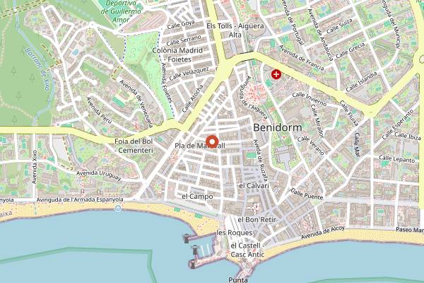 Map showing Churrería Rafael in Benidorm