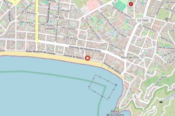 Map showing La Bahía in Benidorm