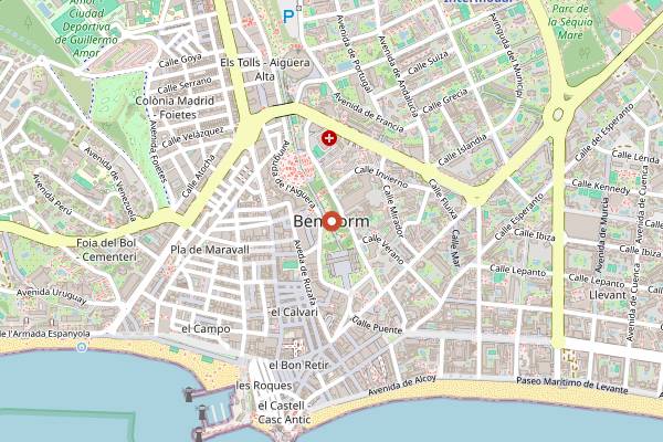 Map showing Guiomar Obrador y Café in Benidorm