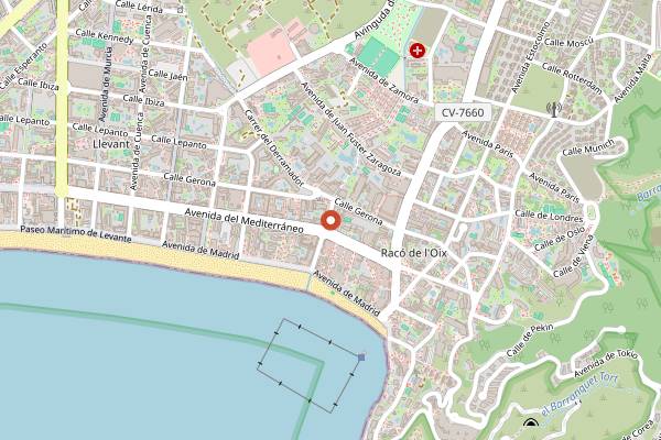 Map showing Buffalo Beel in Benidorm