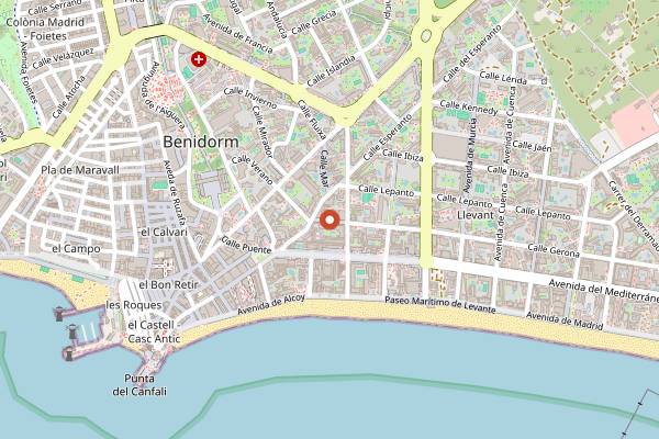 Map showing El Mesón in Benidorm