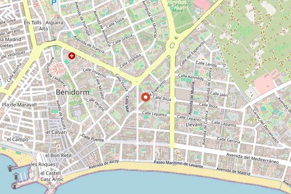 Map showing Las Gaviotas in Benidorm