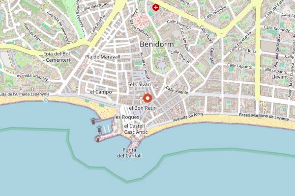 Map showing Paneil's in Benidorm