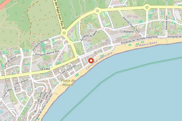 Map showing Madness Coffee in Benidorm