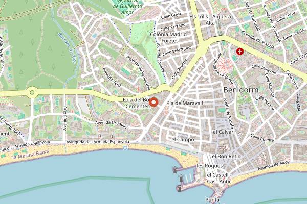Map showing Malaspina in Benidorm
