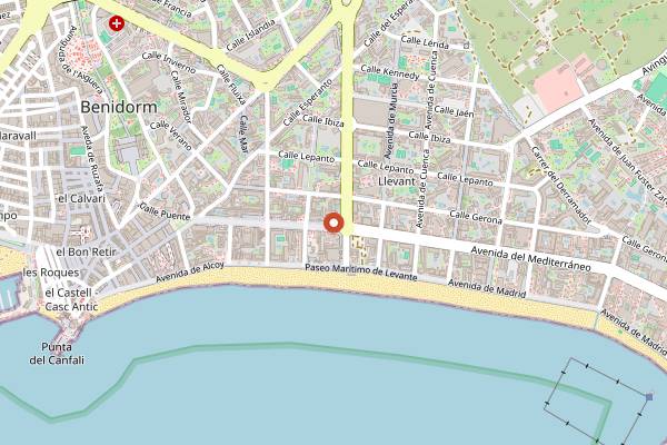 Map showing Café París in Benidorm