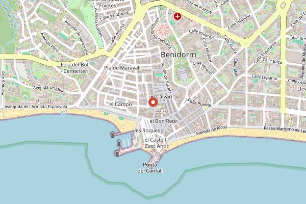 Map showing Marisquería El Puerto in Benidorm