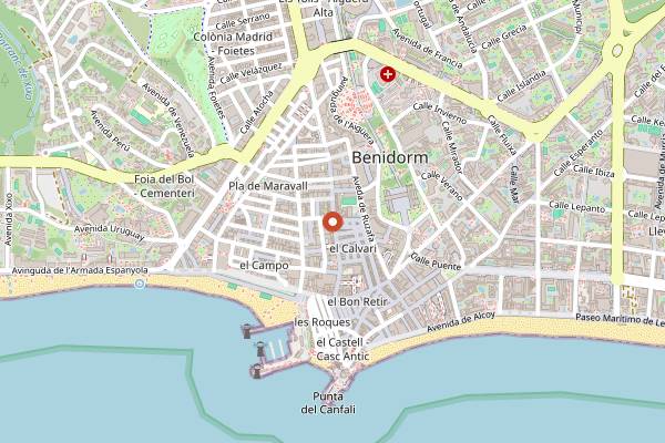Map showing Chico Calla in Benidorm