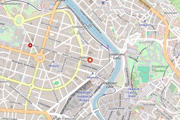 Map showing Martina de Zuricalday (Arenal) in Bilbao