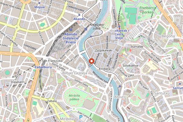 Map showing La Ribera Gastro Plaza in Bilbao