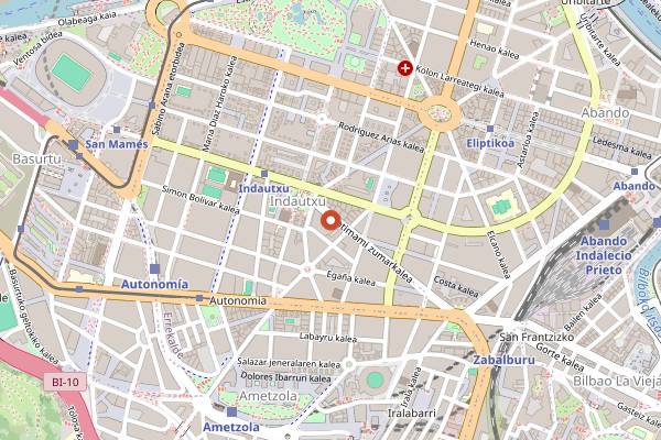 Map showing Restaurante Marinela in Bilbao