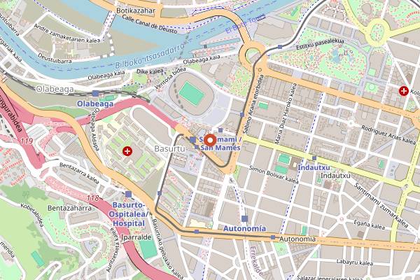 Map showing Mercado de San Mames in Bilbao