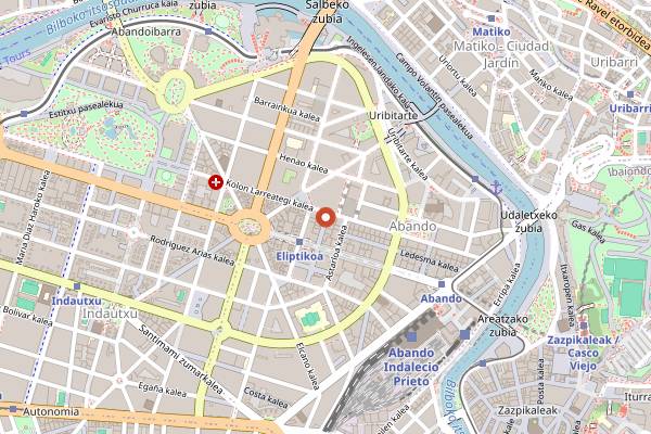 Map showing San Gotardo in Bilbao