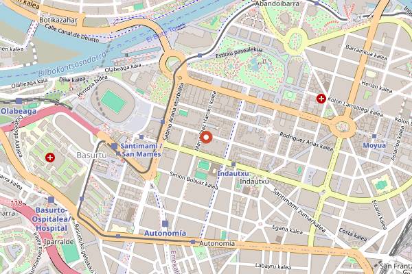 Map showing Zarate in Bilbao