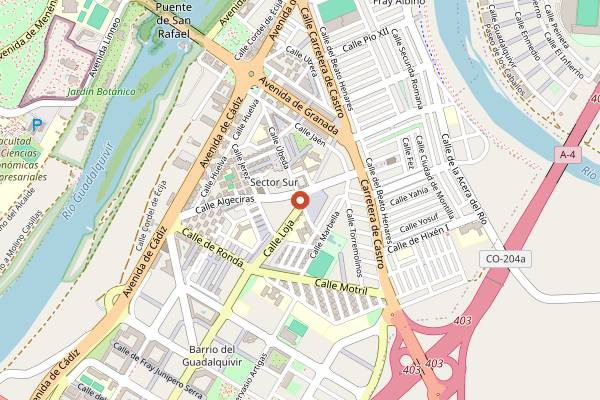 Map showing Mercado del Sector Sur in Córdoba