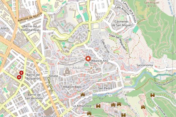 Map showing Casa Pasteles Albayzin in Granada