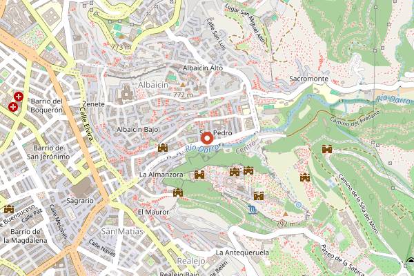 Map showing Convento de San Bernardo in Granada
