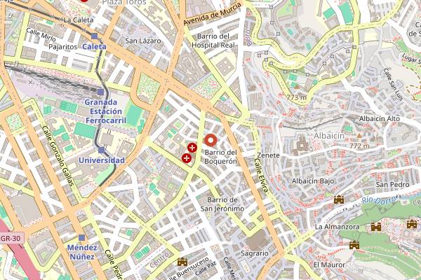 Map showing Boom Boom Room in Granada