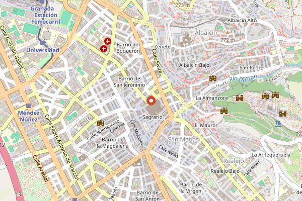 Map showing Mae West Cocktail Bar in Granada