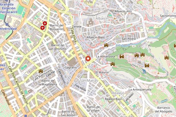 Map showing Antigua Bodega Castaneda in Granada
