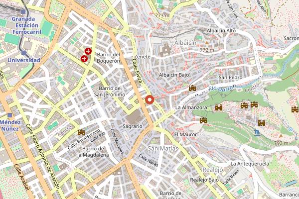Map showing La Bella y La Bestia in Granada