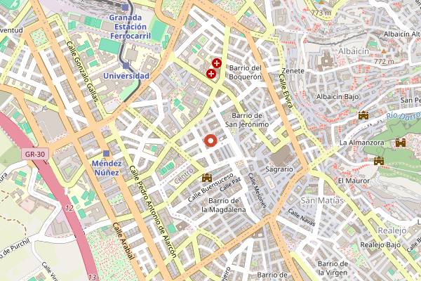 Map showing Bohemia Jazz Cafe in Granada