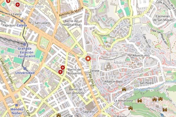 Map showing Cafe Baraka in Granada