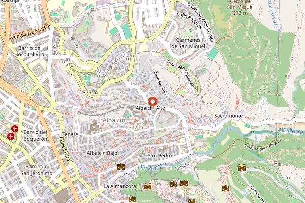 Map showing Bar Aliatar Los Caracoles in Granada