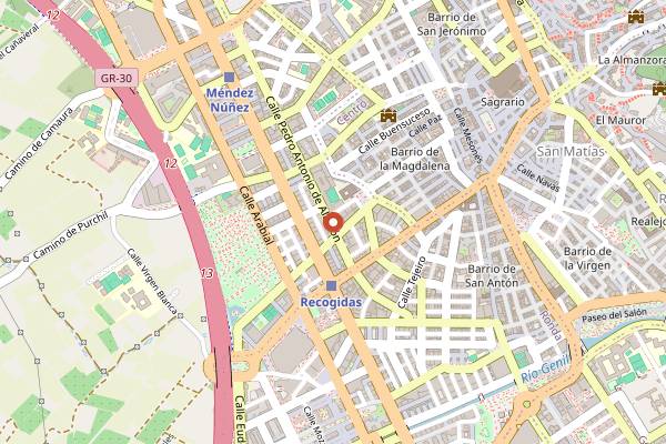 Map showing Casa Encarna in Granada