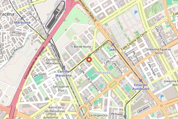 Map showing Los Diamantes Gran Parque in Granada