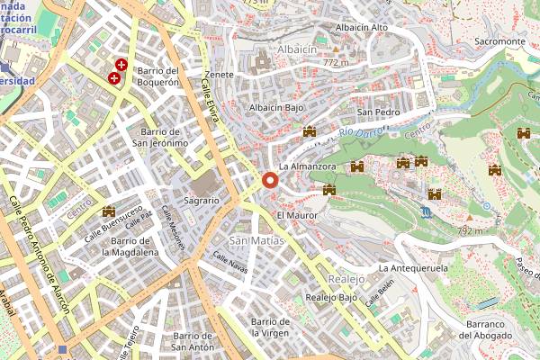 Map showing Los Diamantes Plaza Nueva in Granada