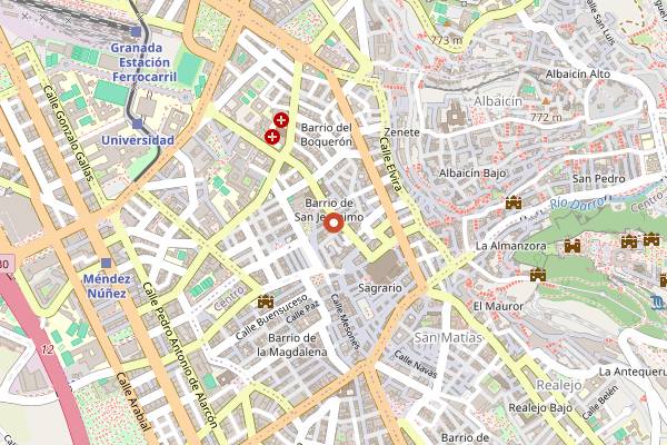 Map showing Dia de la Cruz in Granada