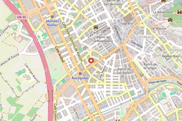 Map showing Las Tinajas in Granada