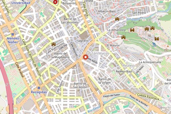 Map showing Puerta del Carmen in Granada