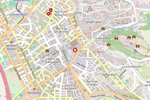Map showing Alcaiceria in Granada